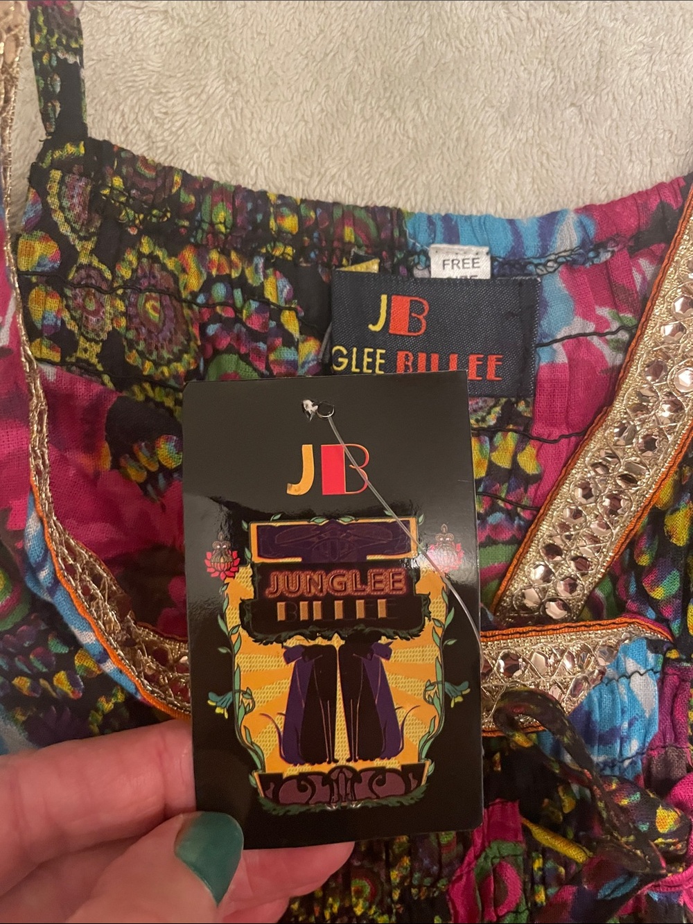 NWT Junglee Billee Vibrant Multicolor Floral Boho Dress - Picture 4 of 7